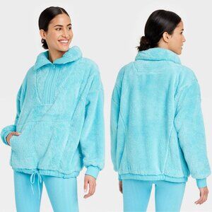 XL - Womens High Pile Fleece 1/2 Zip Pullover - JoyLab - Sky Blue